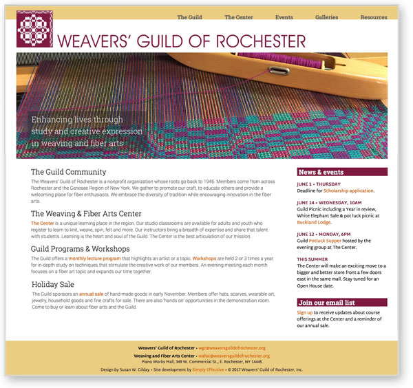 Screenshot of weaversguildofrochester.org